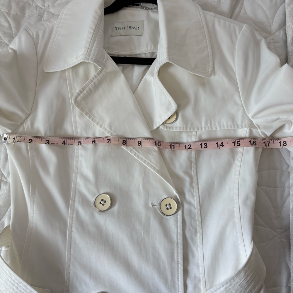White House Black Market Cream Double-Breasted Trench Coat - Picture 6 of 7